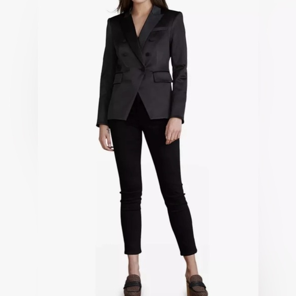 Veronica Beard Satin Dickey Blazer Black Size 4 - Picture 2 of 12